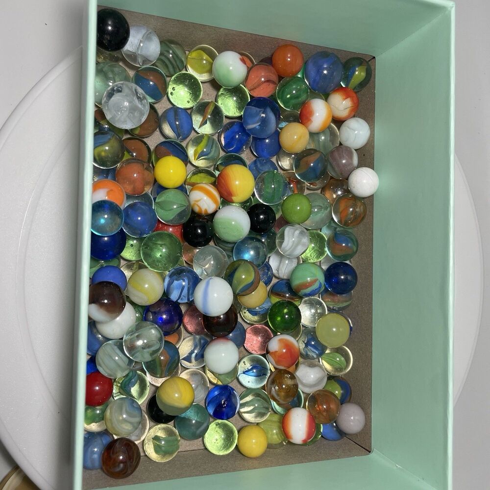 Vintage Glass Marbles Lot in Atlas Mason Jar Mixed Colors Swirls Bulk Common - Picture 8 of 14